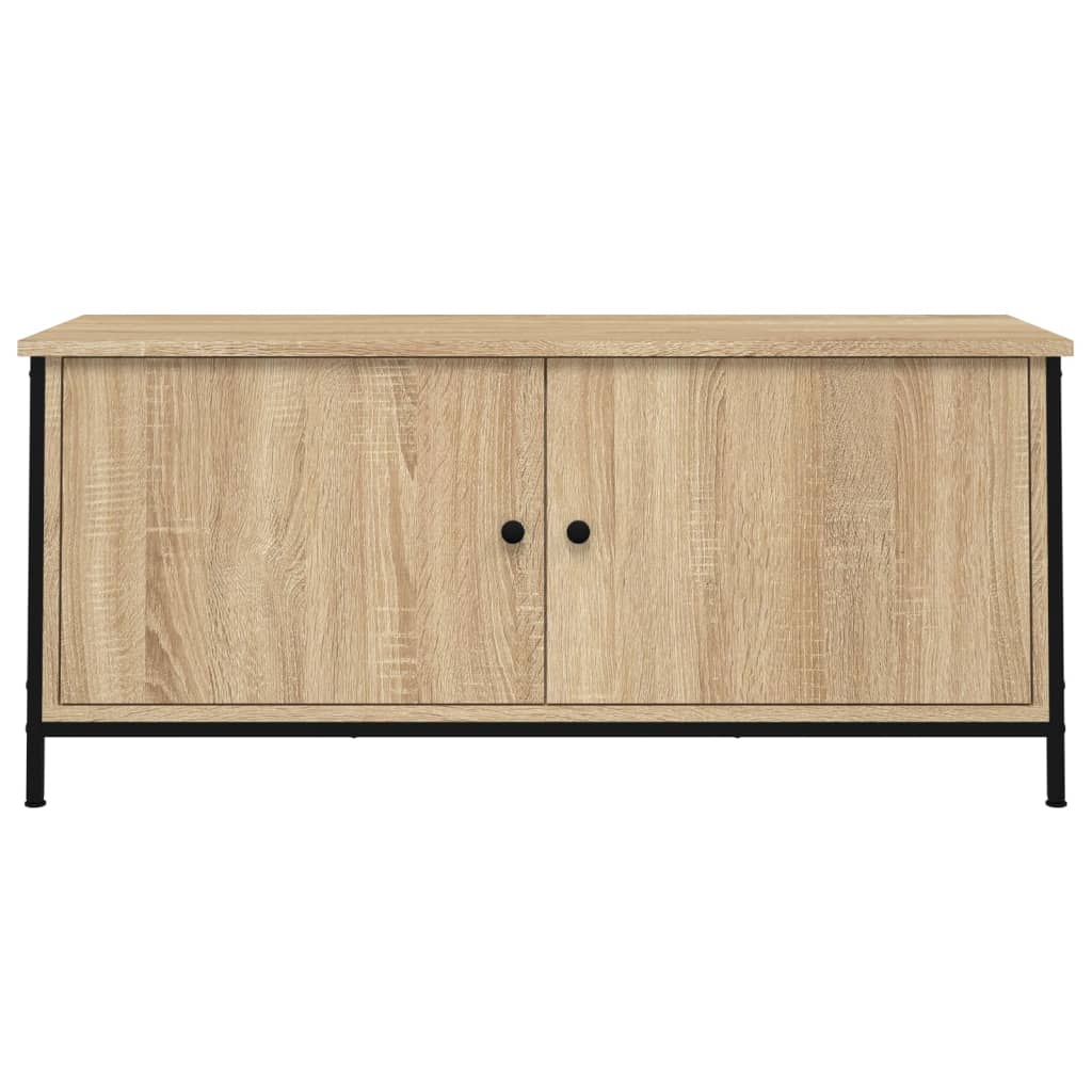 Tv-Benk Med Dører Sonoma Eik 102X35X45 Cm Konstruert Tre