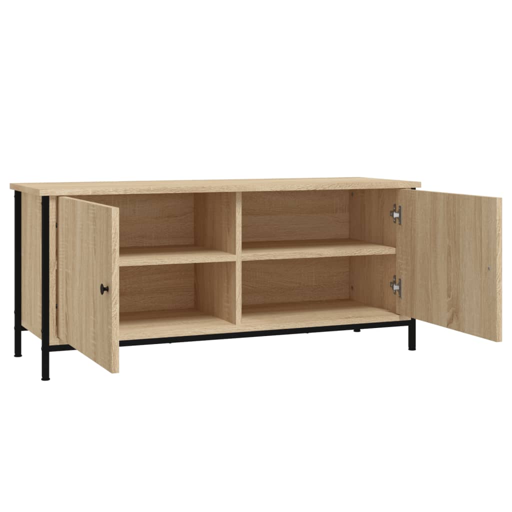 Tv-Benk Med Dører Sonoma Eik 102X35X45 Cm Konstruert Tre