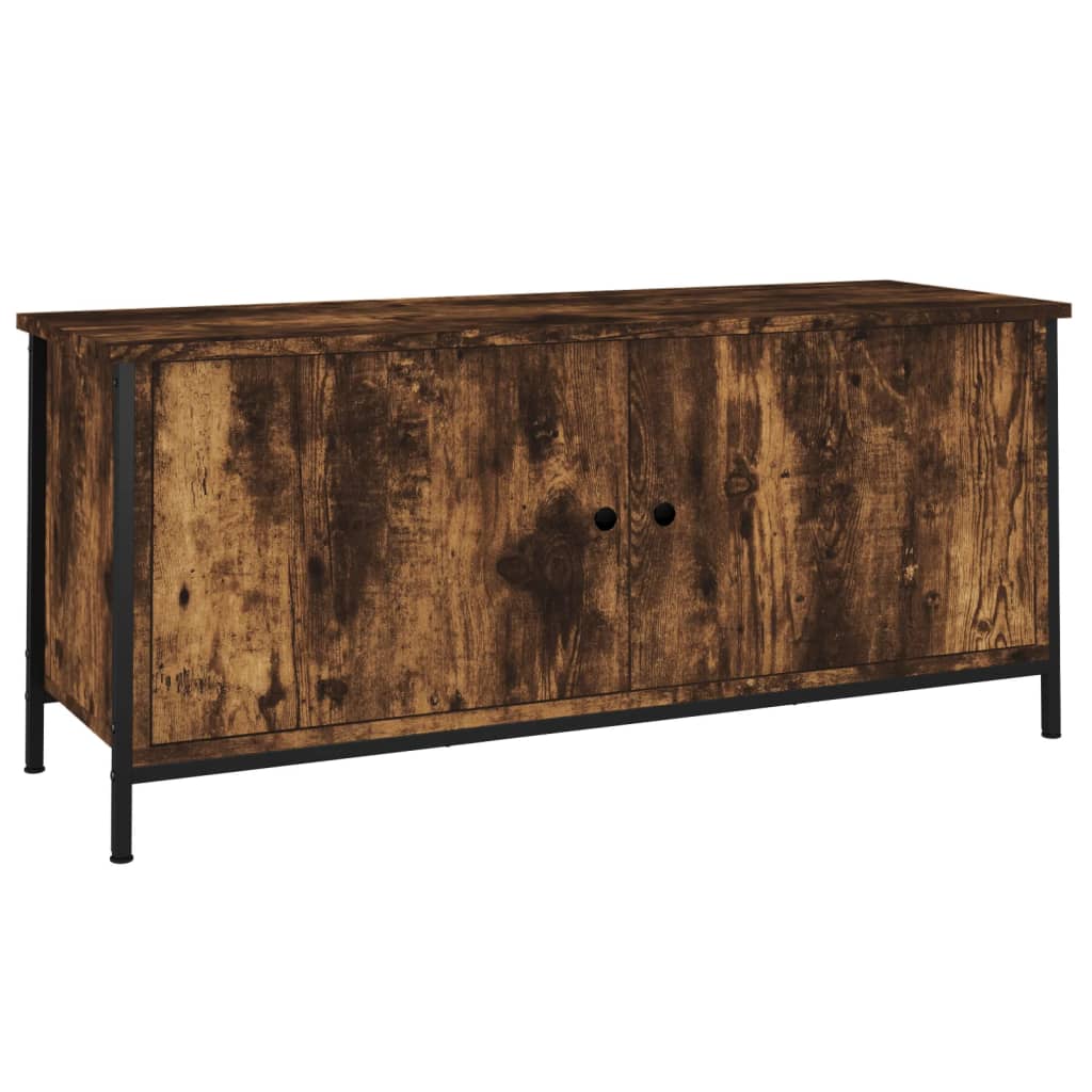 Tv-Benk Med Dører Røkt Eik 102X35X45 Cm Konstruert Tre