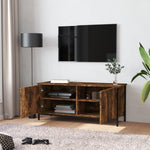 Tv-Benk Med Dører Røkt Eik 102X35X45 Cm Konstruert Tre