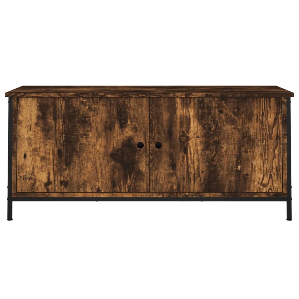 Tv-Benk Med Dører Røkt Eik 102X35X45 Cm Konstruert Tre