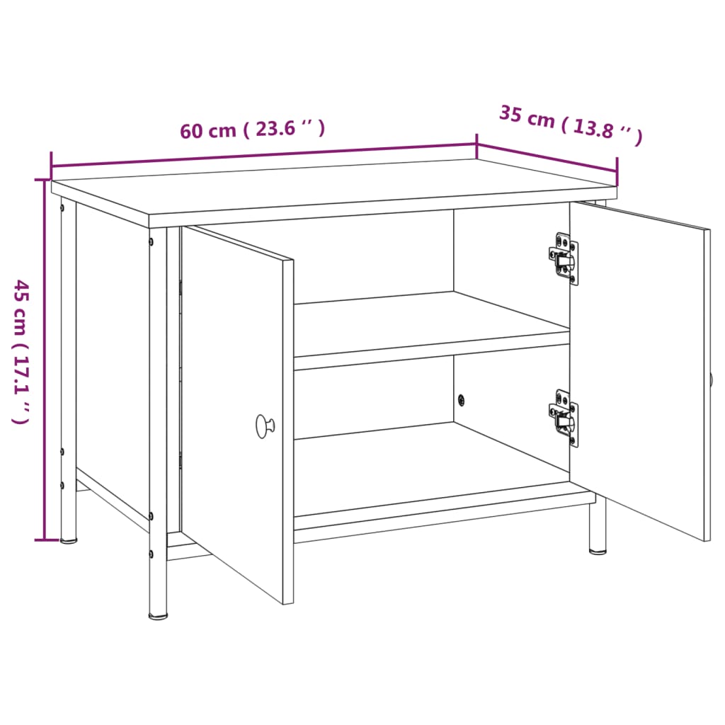 Tv-Skap Med Dører Sonoma Eik 60X35X45 Cm Konstruert Tre