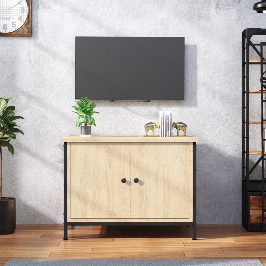 Tv-Skap Med Dører Sonoma Eik 60X35X45 Cm Konstruert Tre