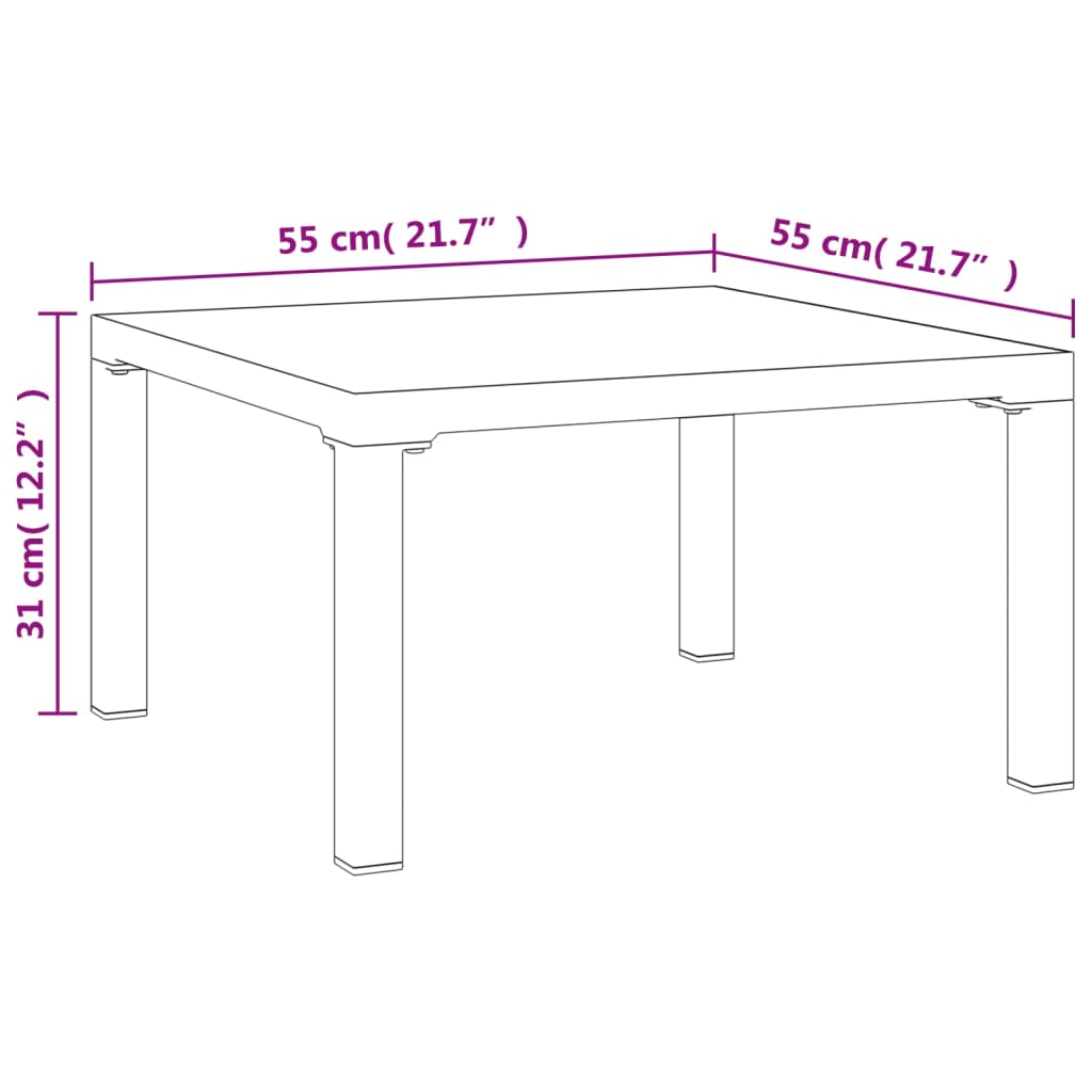 Utendørs Salongbord Grå 55X55X31 Cm Dpc Og Stål