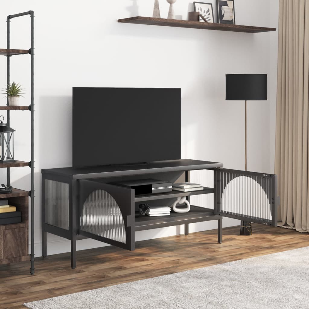 Tv-Benk Svart 105X35X50 Cm Glass Og Stål