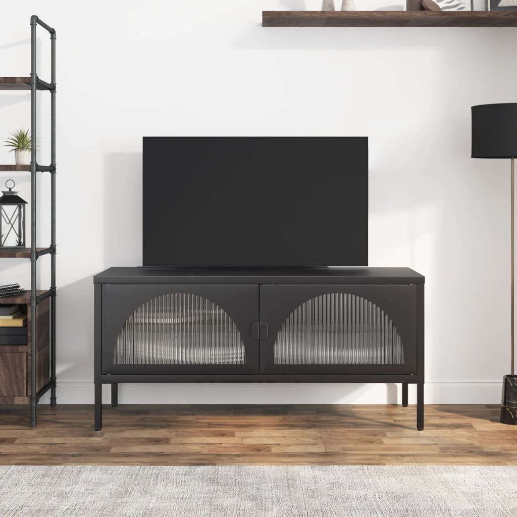 Tv-Benk Svart 105X35X50 Cm Glass Og Stål