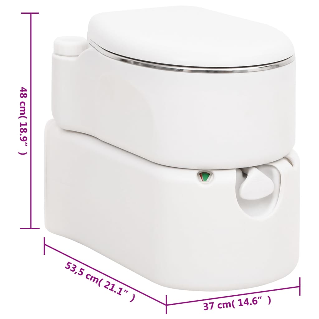 Integrert Campingtoalett Hvit 24+17 L Hdpe Og Stål