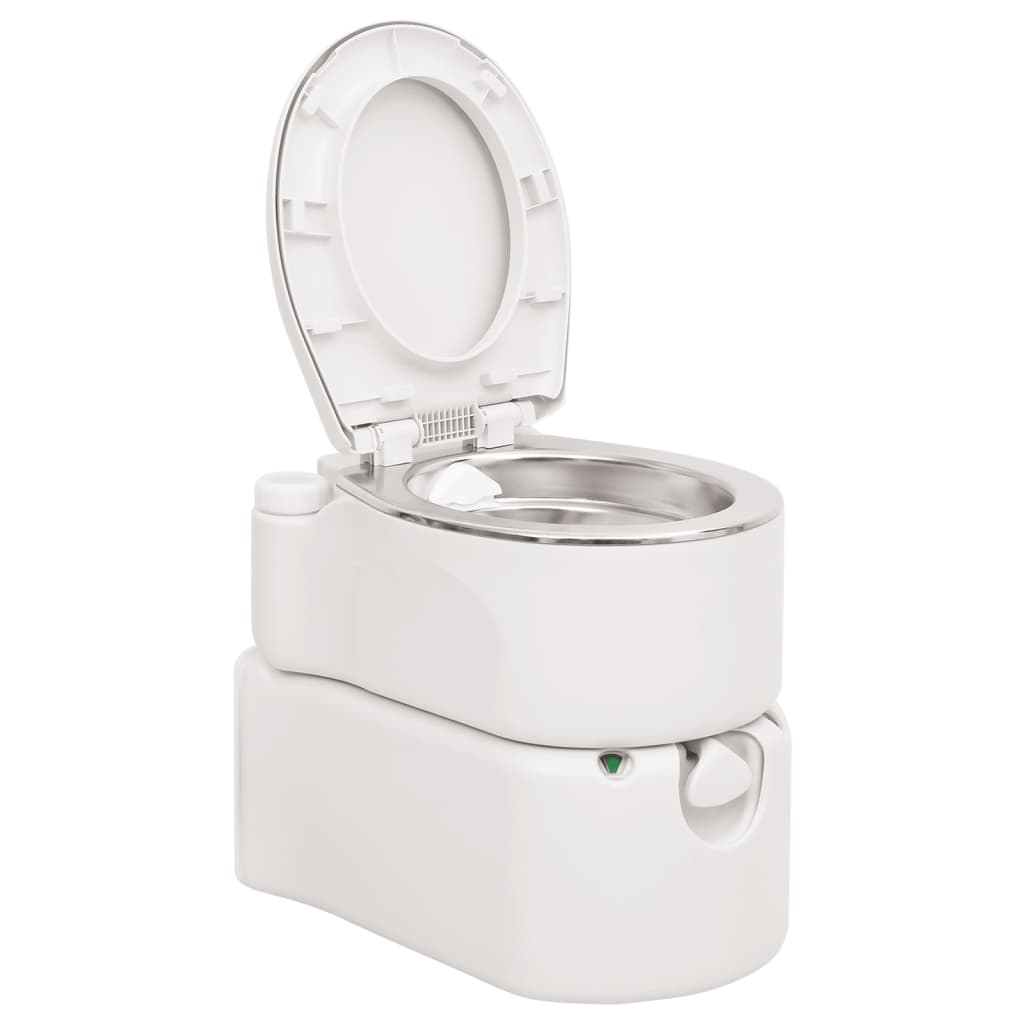 Integrert Campingtoalett Hvit 24+17 L Hdpe Og Stål