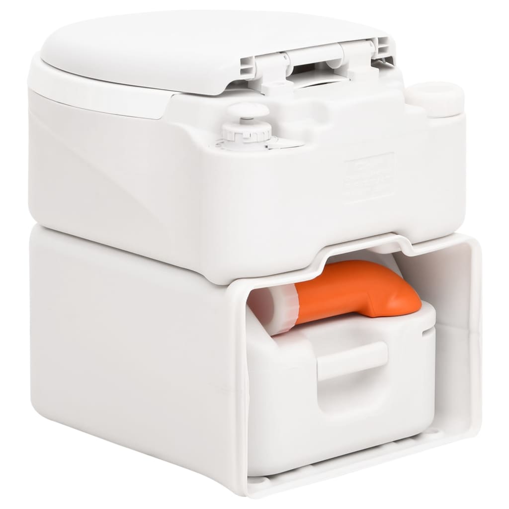 Integrert Campingtoalett Hvit 24+17 L Hdpe Og Pp