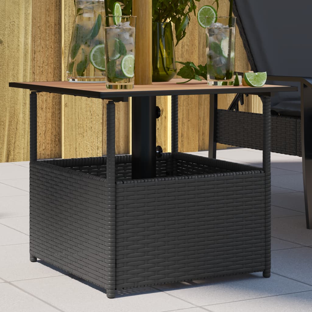 Hagebord Med Parasollhull Svart 55X55X46,5 Cm Polyrotting