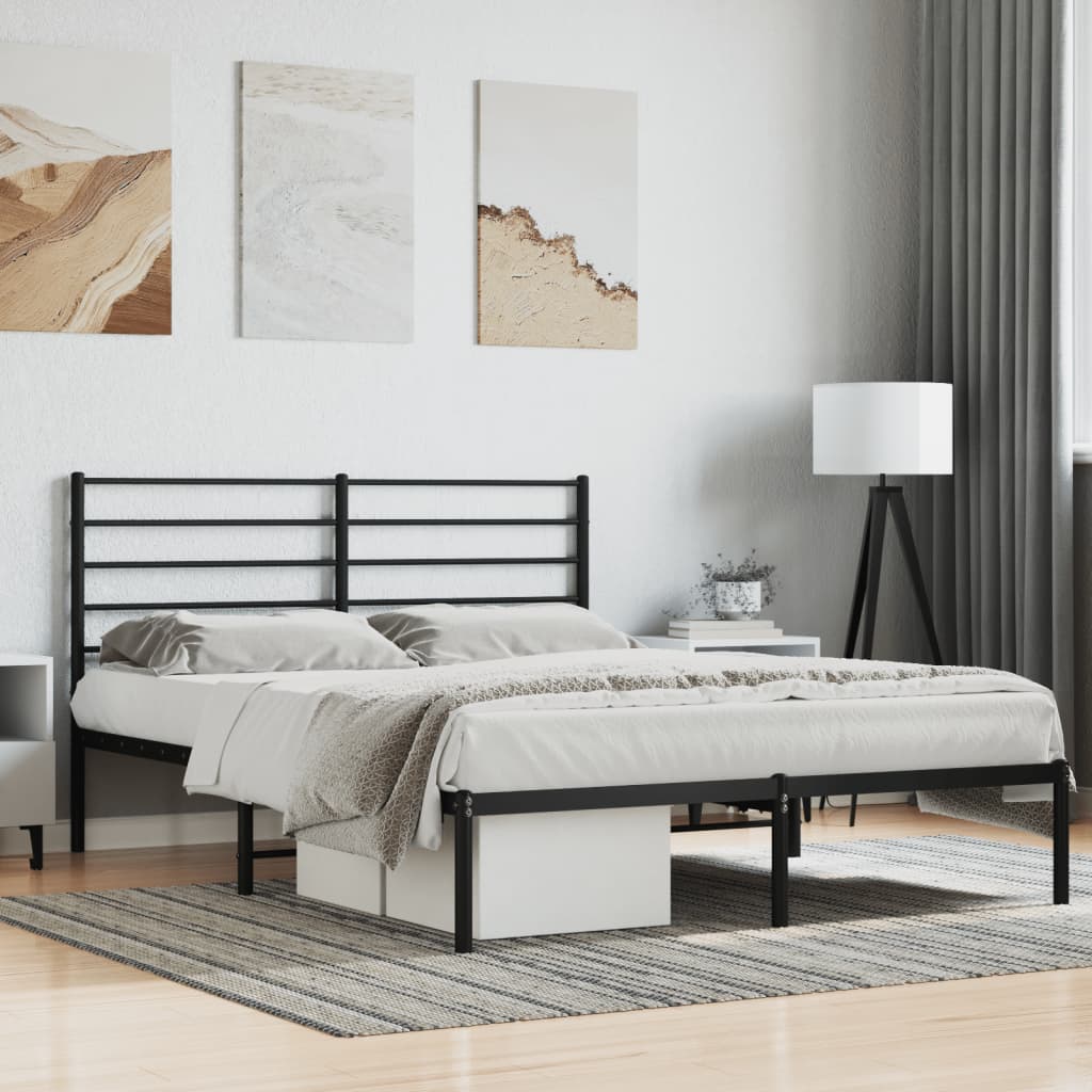 Sengeramme I Metall Med Hodegavl Svart 120X190 Cm