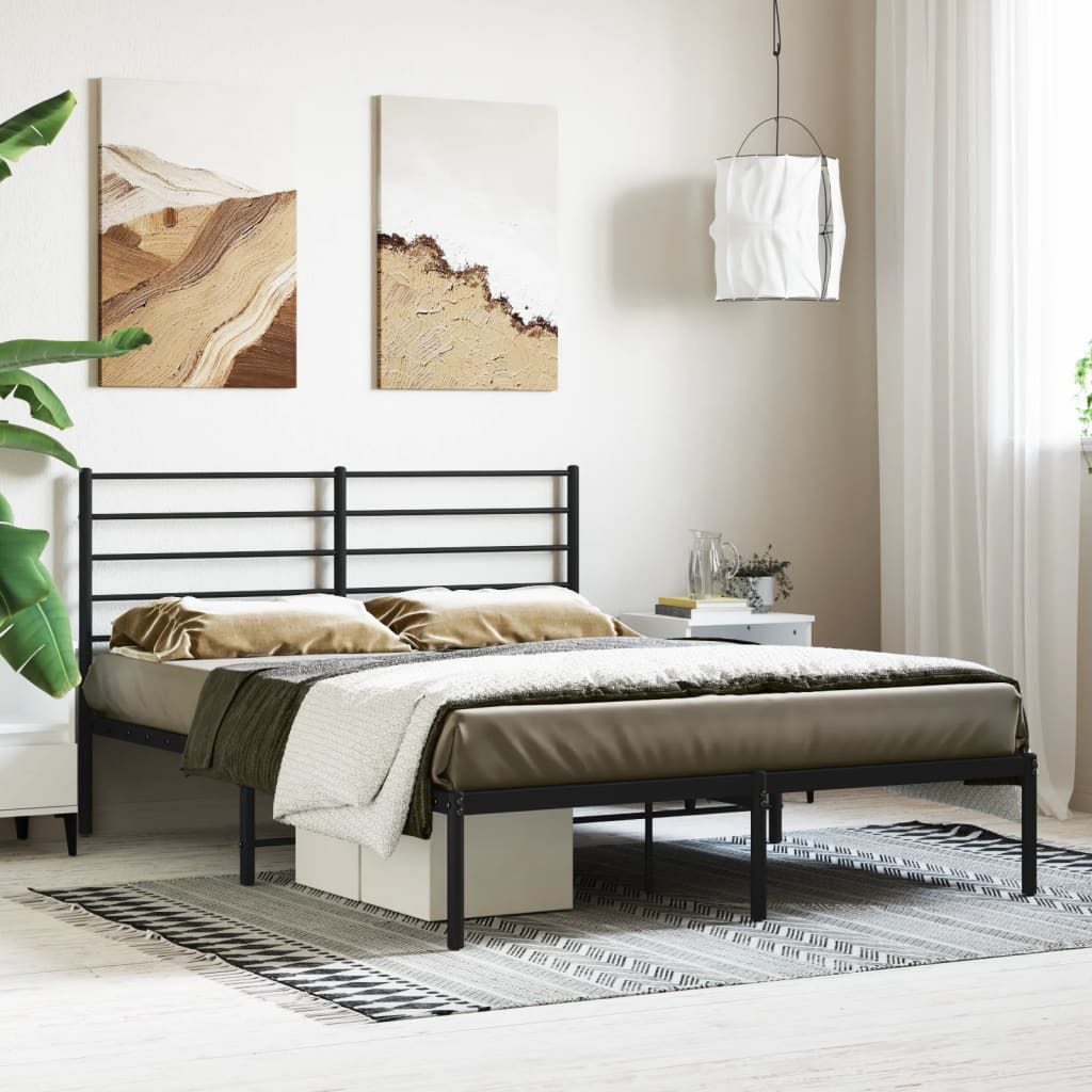 Sengeramme I Metall Med Sengegavl Svart 140X200 Cm