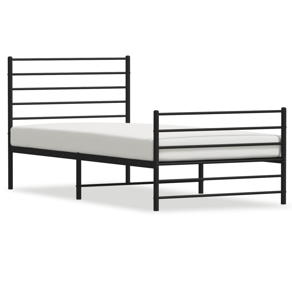 Sengeramme I Metall Med Hode- Og Fotgavl Svart 80X200 Cm