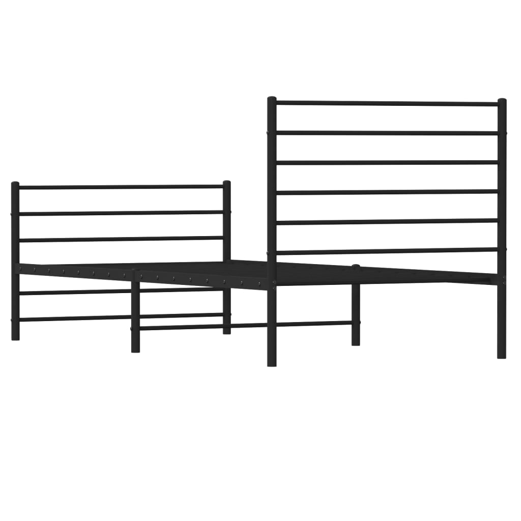 Sengeramme I Metall Med Hode- Og Fotgavl Svart 80X200 Cm