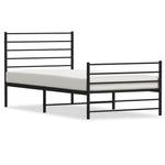 Sengeramme I Metall Med Hode- Og Fotgavl Svart 90X200 Cm