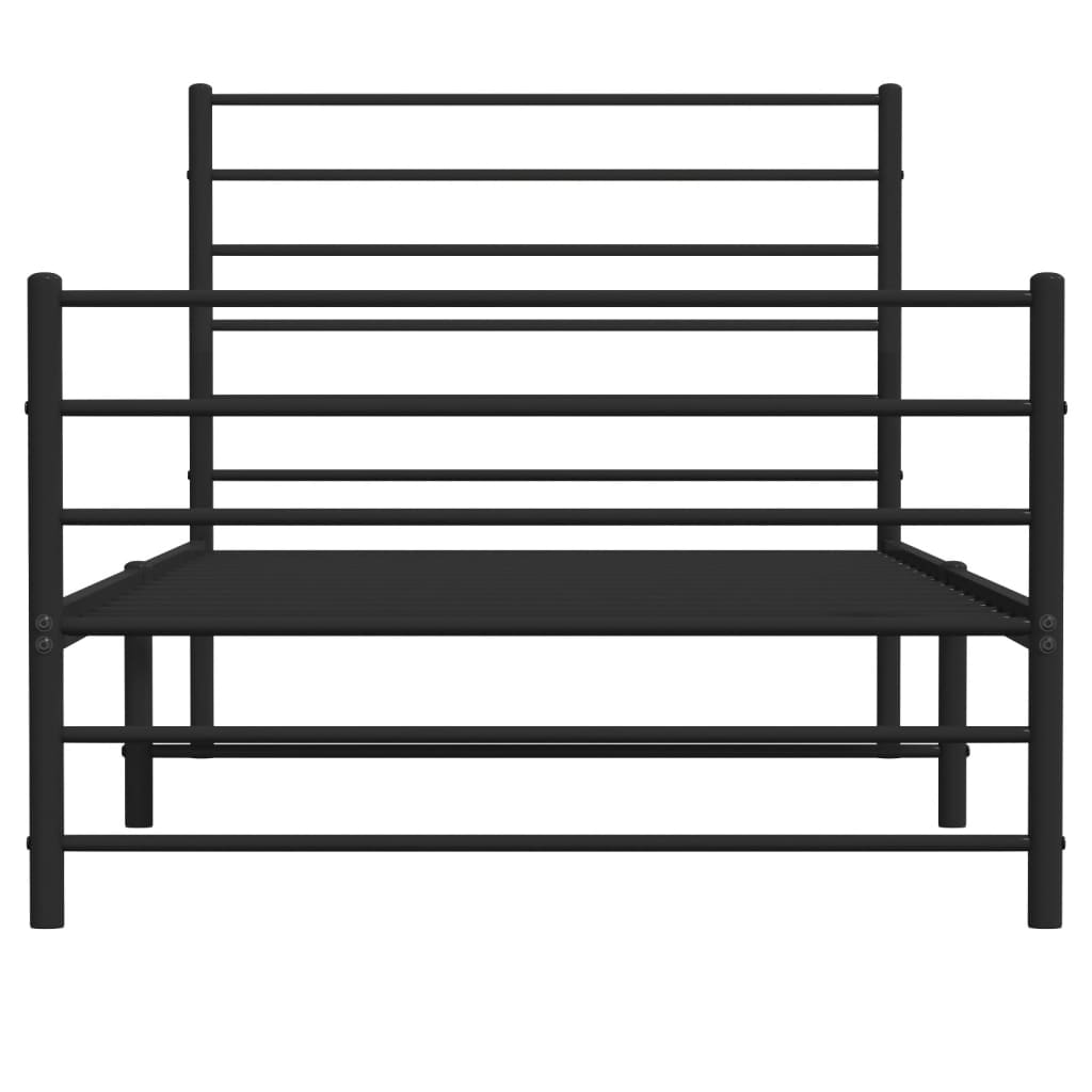 Sengeramme I Metall Med Hode- Og Fotgavl Svart 90X200 Cm