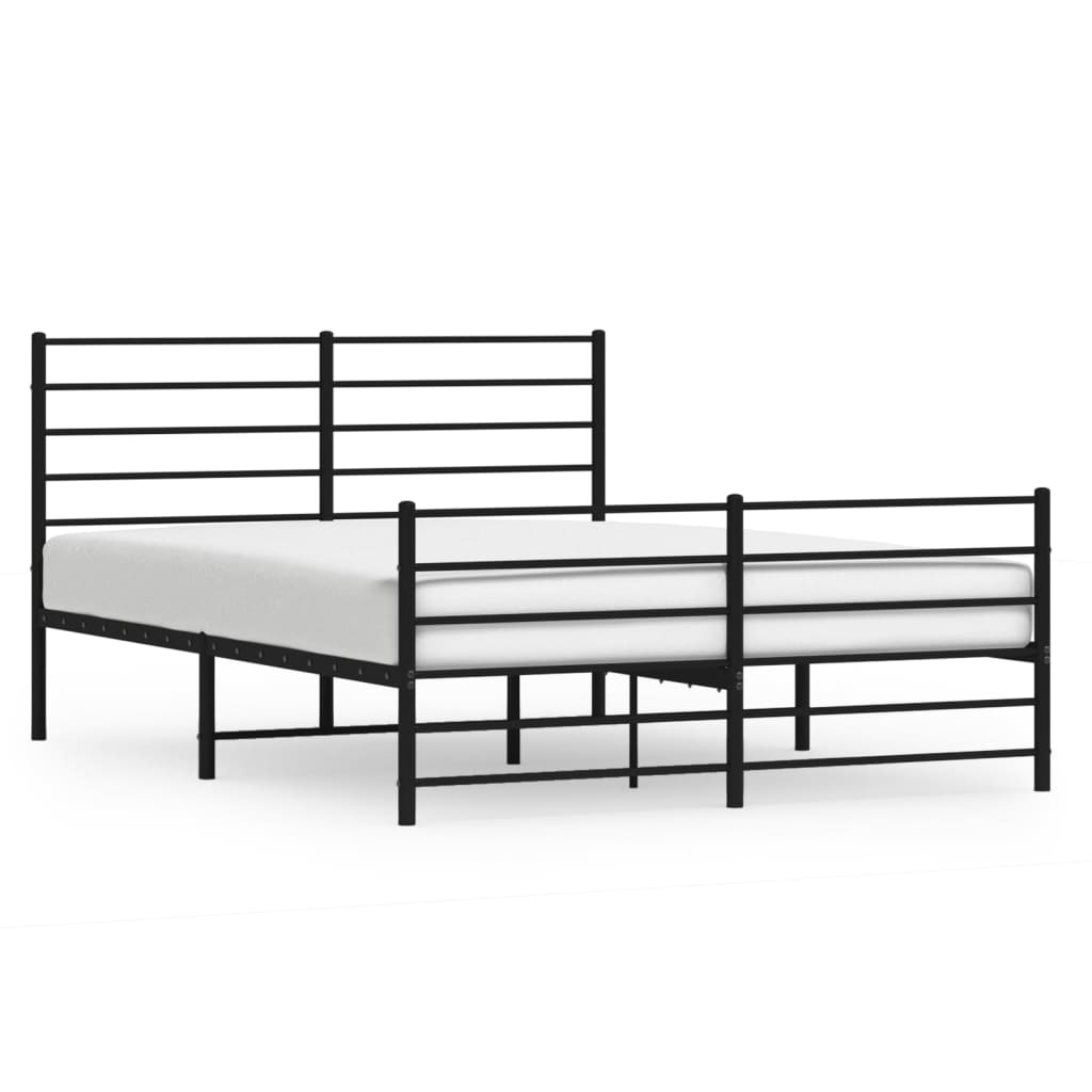 Sengeramme I Metall Med Hode- Og Fotgavl Svart 140X190 Cm