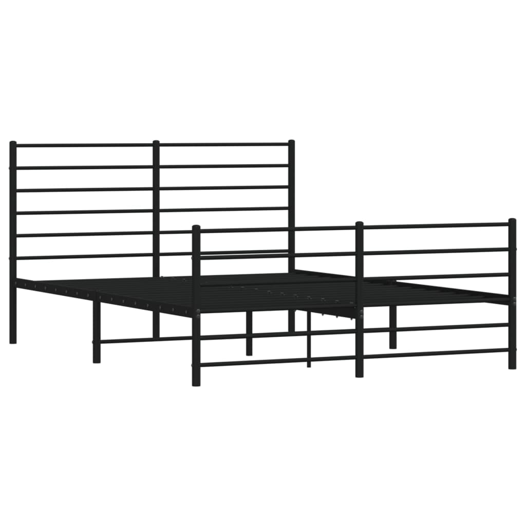 Sengeramme I Metall Med Hode- Og Fotgavl Svart 140X190 Cm