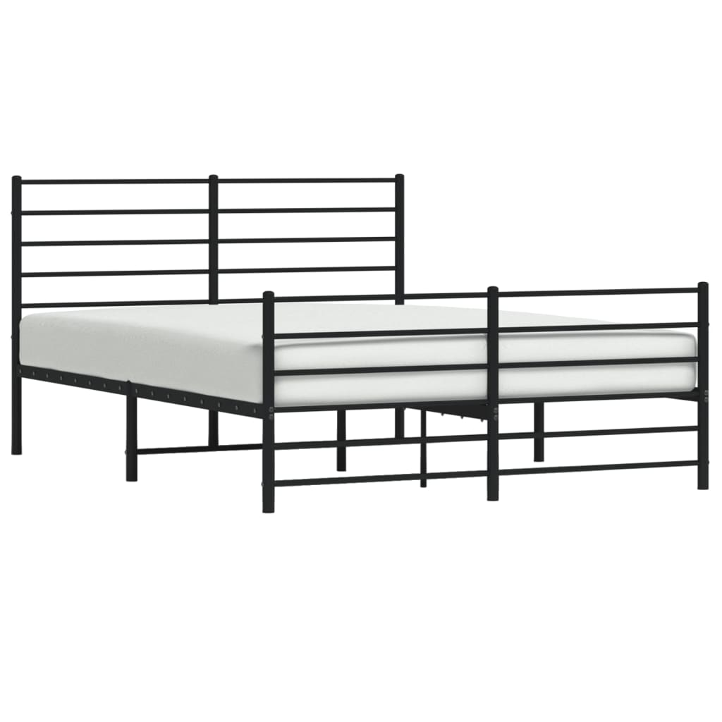 Sengeramme I Metall Med Hode- Og Fotgavl Svart 140X190 Cm