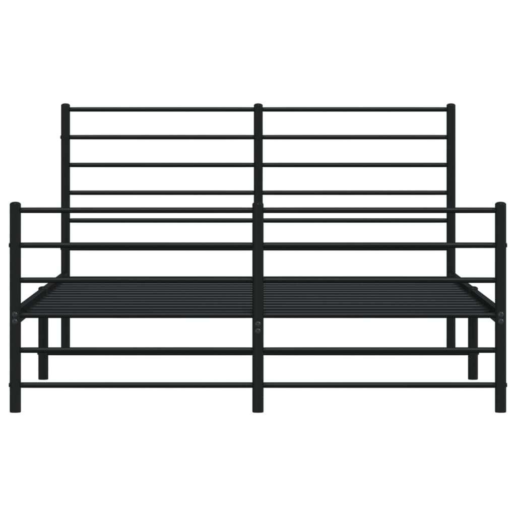 Sengeramme I Metall Med Hode- Og Fotgavl Svart 140X190 Cm