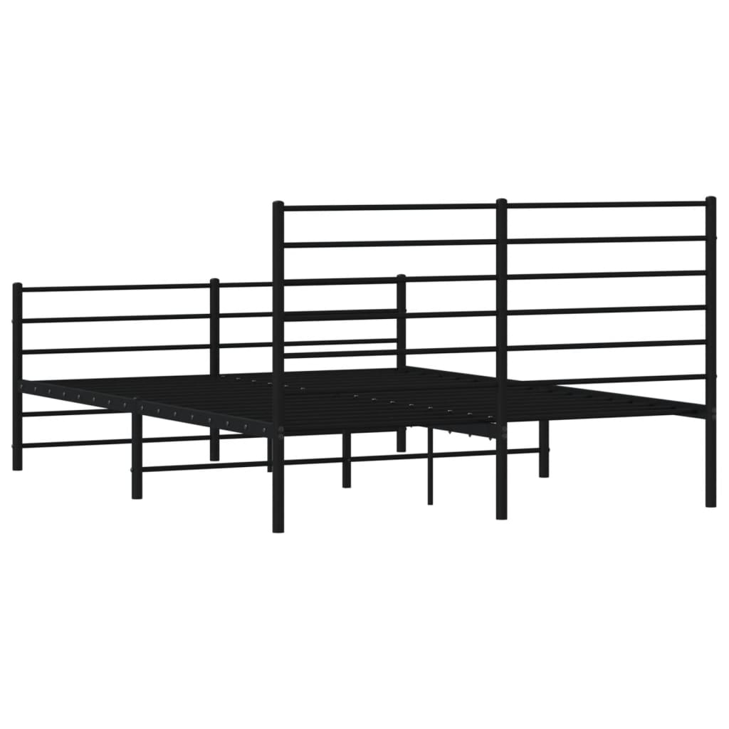 Sengeramme I Metall Med Hode- Og Fotgavl Svart 140X190 Cm