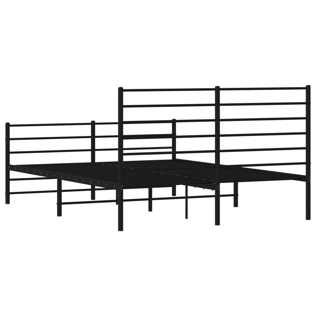 Sengeramme I Metall Med Hode- Og Fotgavl Svart 140X200 Cm