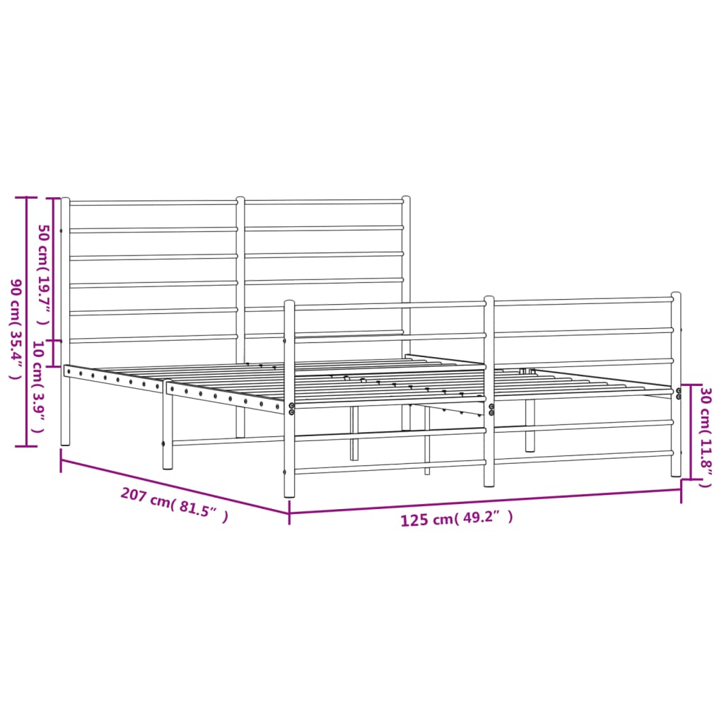 Sengeramme I Metall Med Hode- Og Fotgavl Hvit 120X200 Cm