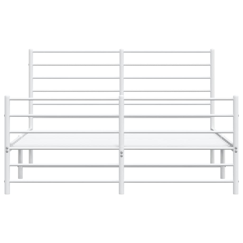 Sengeramme I Metall Med Hode- Og Fotgavl Hvit 140X190 Cm