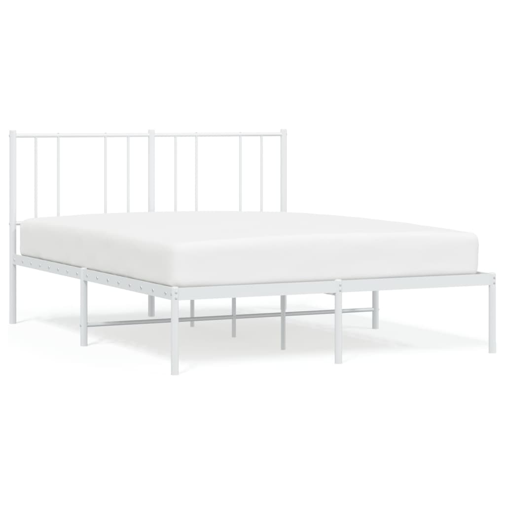 Sengeramme I Metall Med Sengegavl Hvit 160X200 Cm