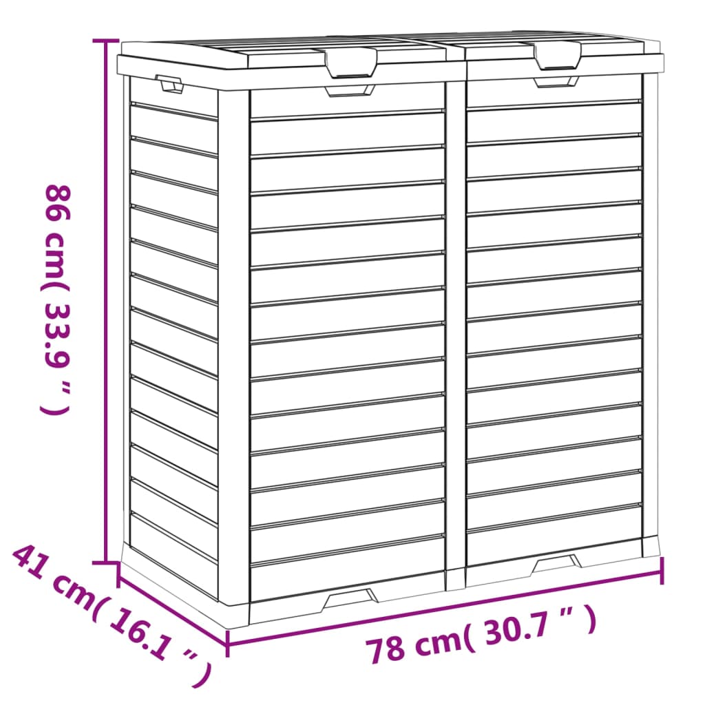 Utendørs Søppelkasse Svart 78X41X86 Cm Polypropylen