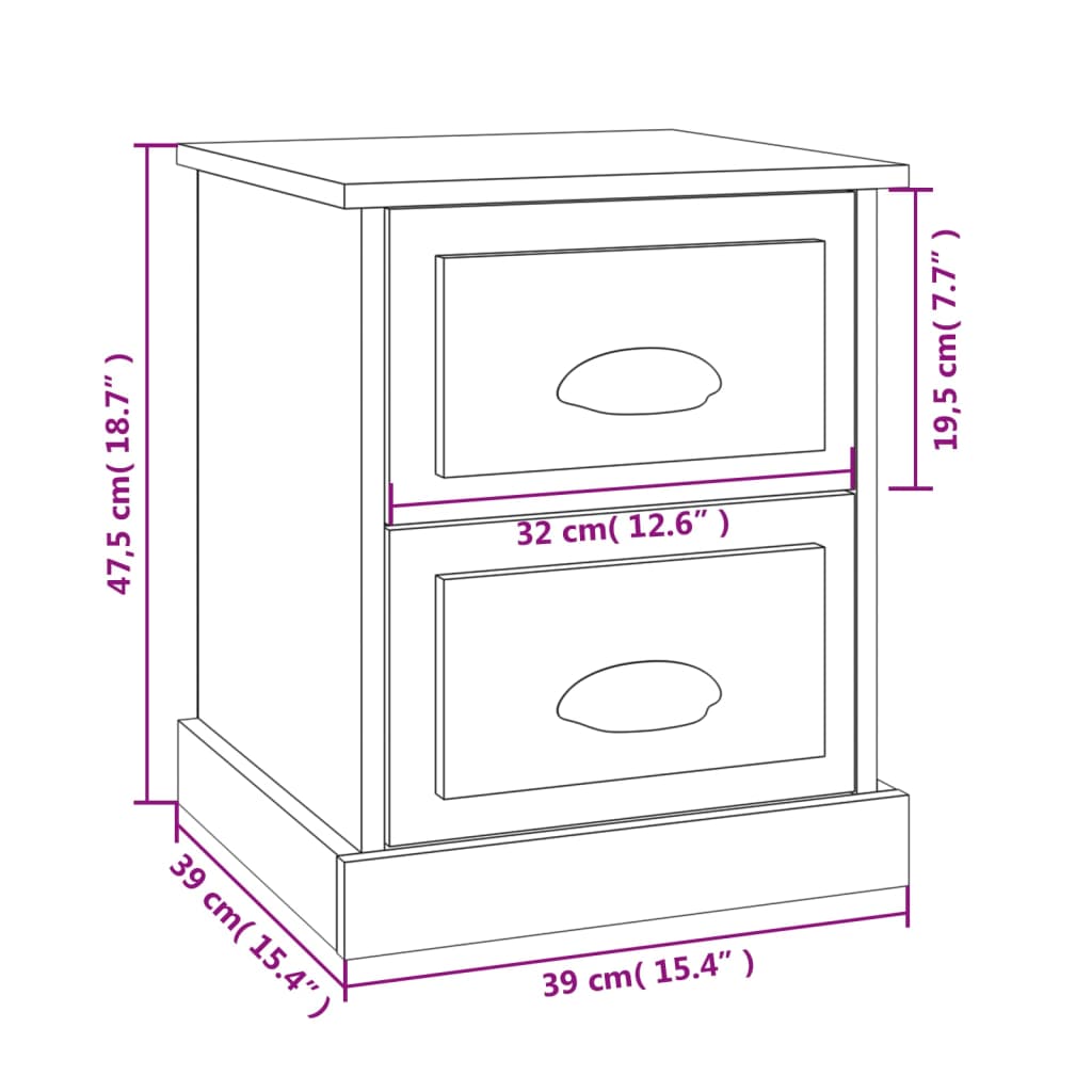 Nattbord Hvit 39X39X47,5 Cm Konstruert Tre