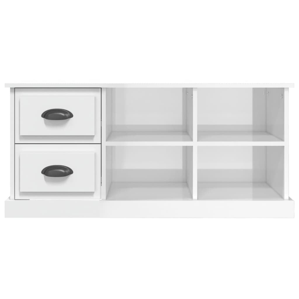 Tv-Benk Høyglans Hvit 102X35,5X47,5 Cm Konstruert Tre