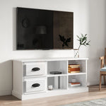 Tv-Benk Høyglans Hvit 102X35,5X47,5 Cm Konstruert Tre