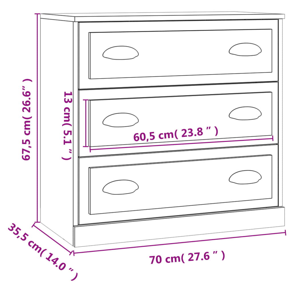 Skjenk Sonoma Eik 70X35,5X67,5 Cm Konstruert Tre