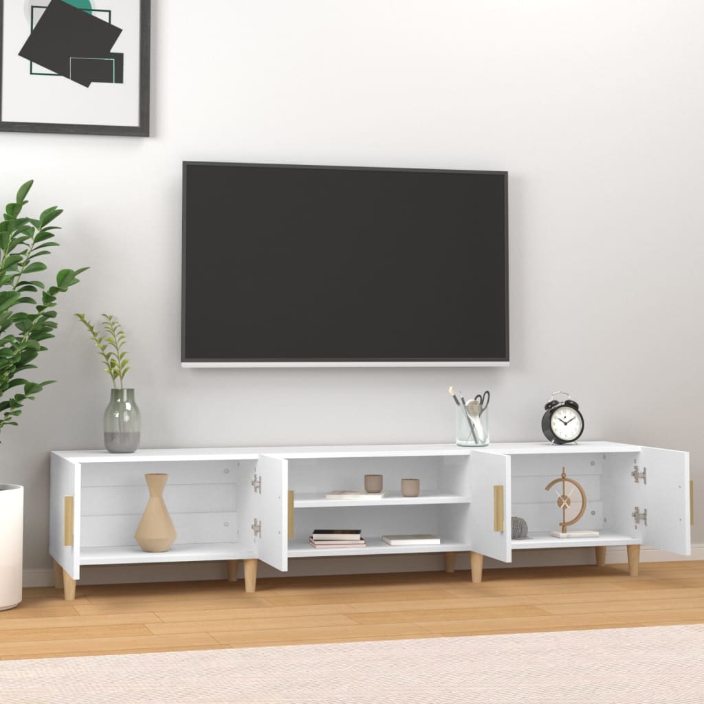 Tv-Benk Hvit 180X31,5X40 Cm Konstruert Tre