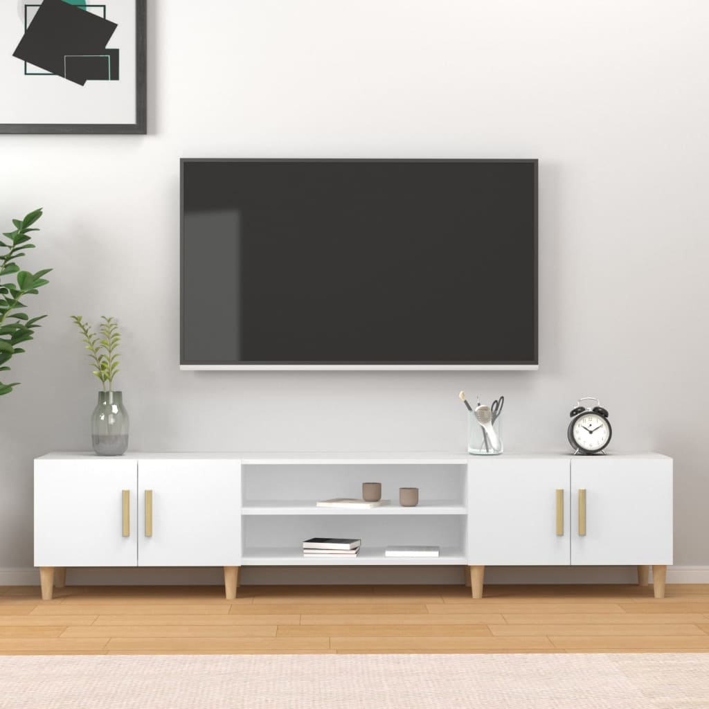 Tv-Benk Hvit 180X31,5X40 Cm Konstruert Tre