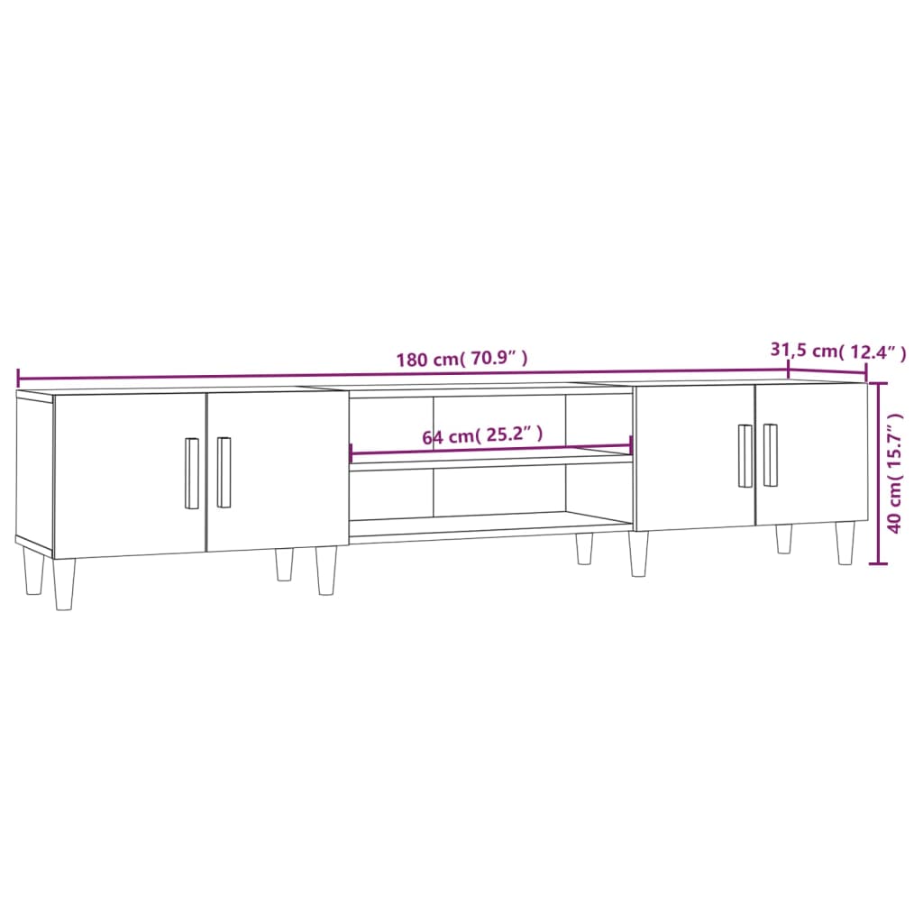 Tv-Benk Svart 180X31,5X40 Cm Konstruert Tre