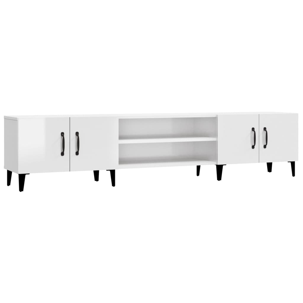 Tv-Benk Høyglans Hvit 180X31,5X40 Cm Konstruert Tre