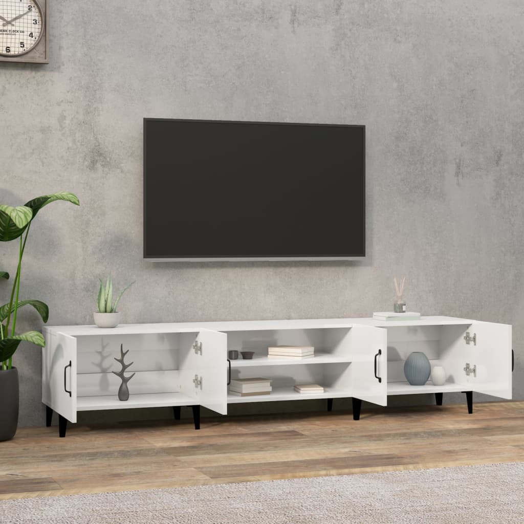 Tv-Benk Høyglans Hvit 180X31,5X40 Cm Konstruert Tre