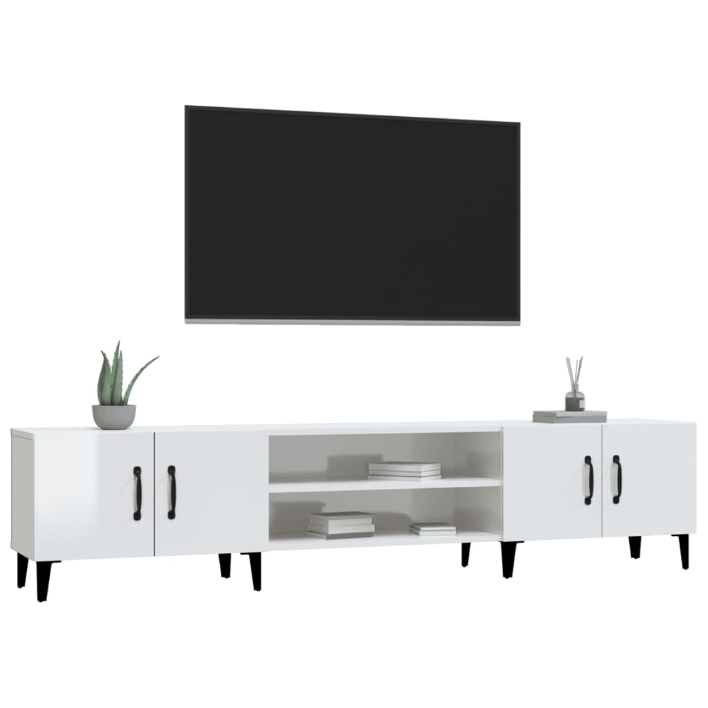 Tv-Benk Høyglans Hvit 180X31,5X40 Cm Konstruert Tre