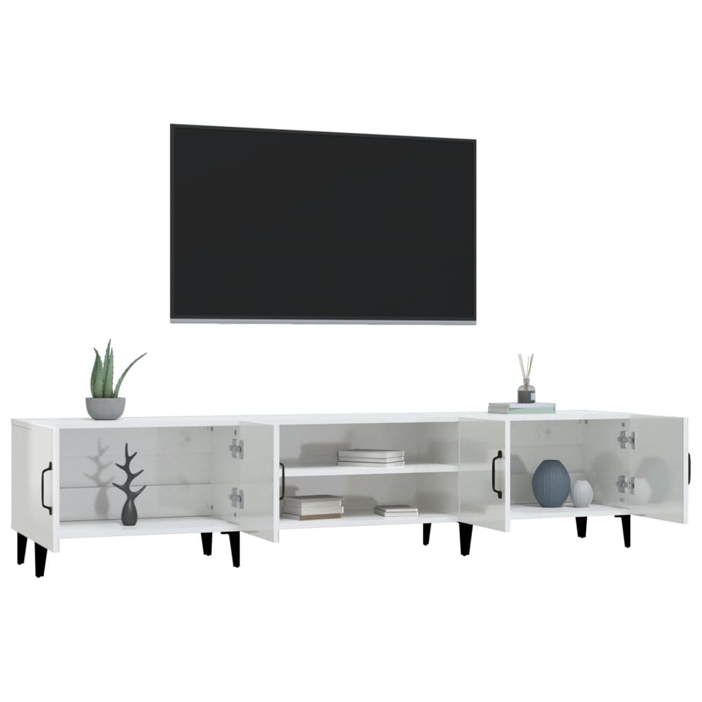 Tv-Benk Høyglans Hvit 180X31,5X40 Cm Konstruert Tre