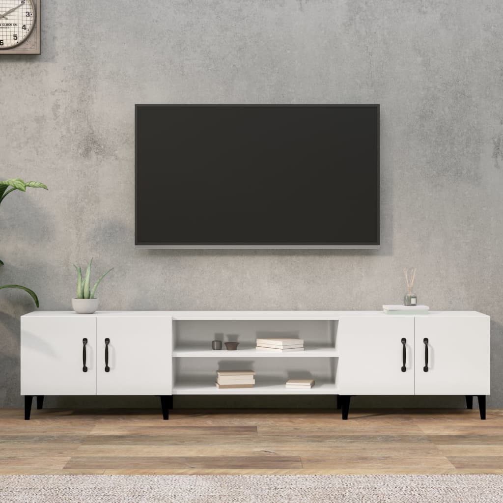 Tv-Benk Høyglans Hvit 180X31,5X40 Cm Konstruert Tre