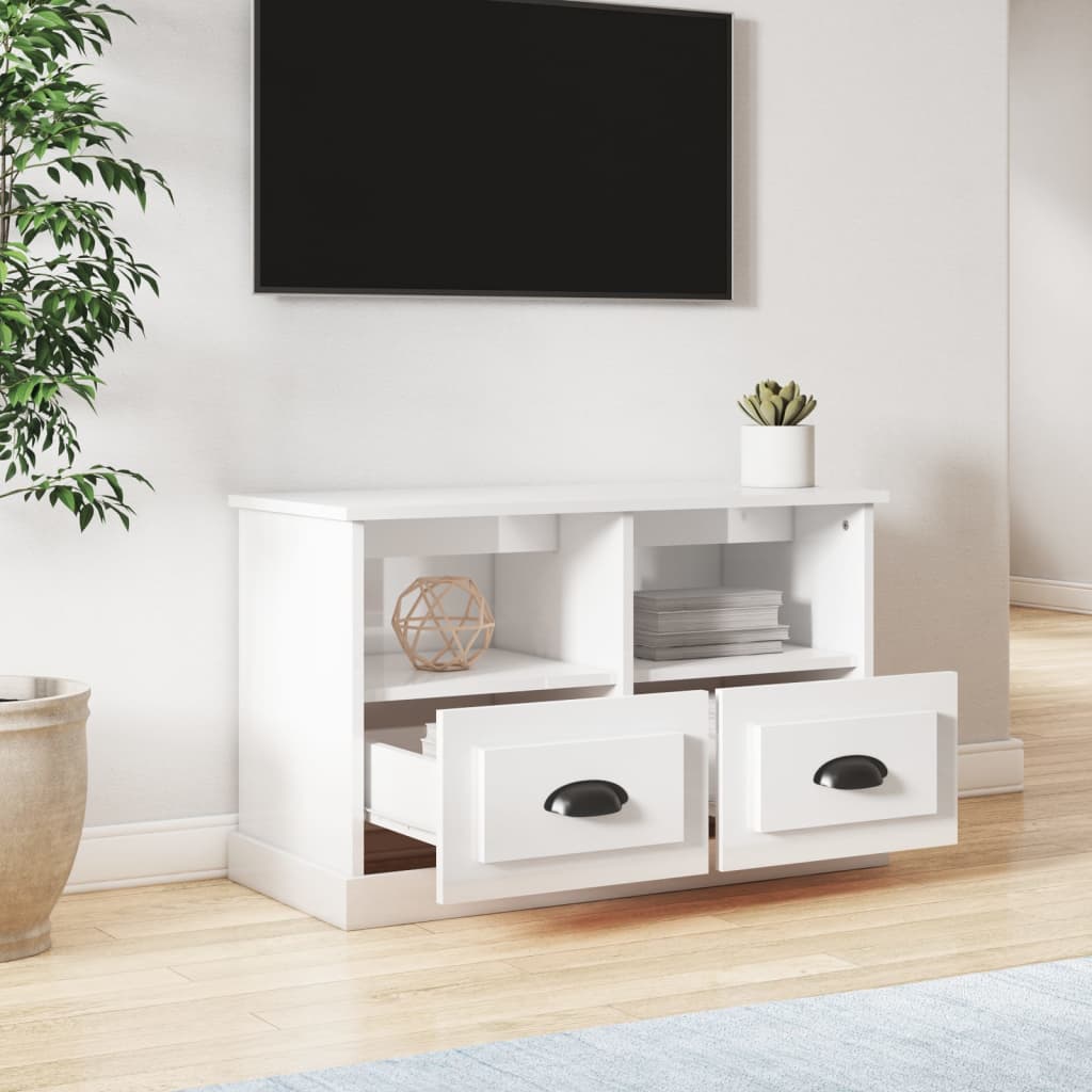Tv-Benk Høyglans Hvit 80X35X50 Cm Konstruert Tre