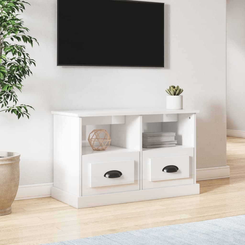 Tv-Benk Høyglans Hvit 80X35X50 Cm Konstruert Tre