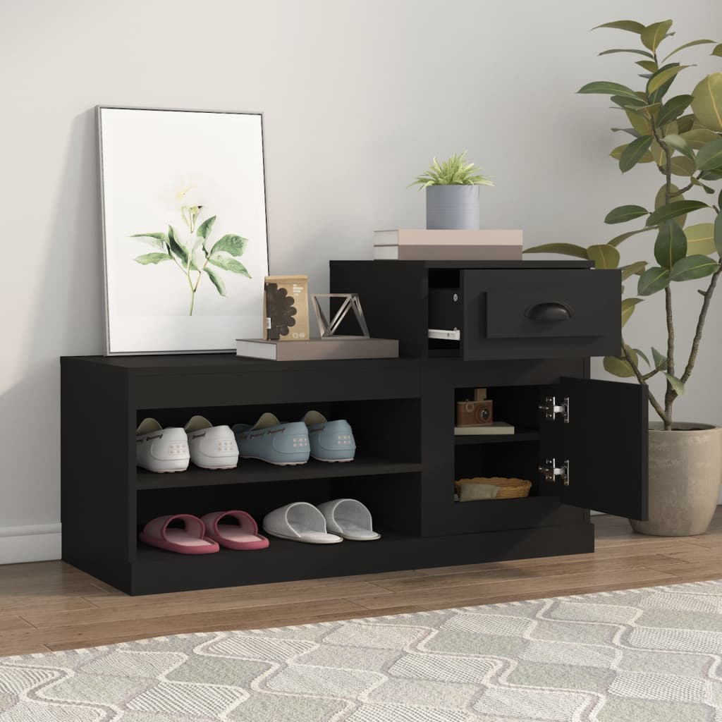 Skoskap Svart 100X42X60 Cm Konstruert Tre
