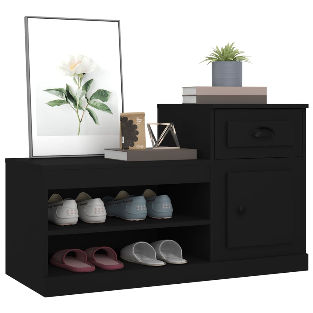 Skoskap Svart 100X42X60 Cm Konstruert Tre