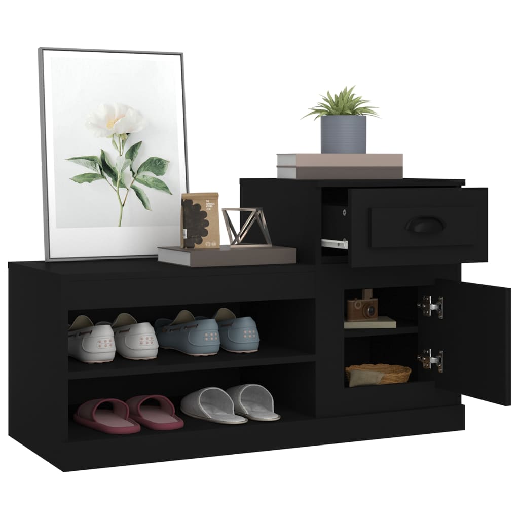 Skoskap Svart 100X42X60 Cm Konstruert Tre