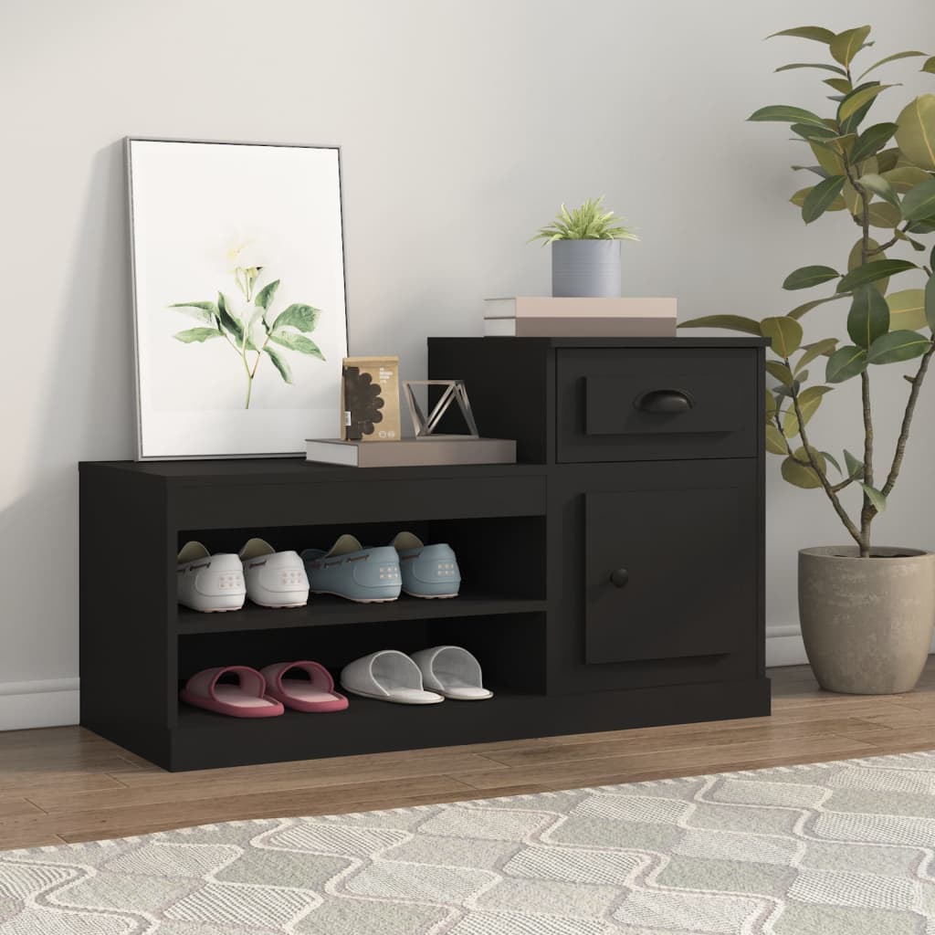 Skoskap Svart 100X42X60 Cm Konstruert Tre