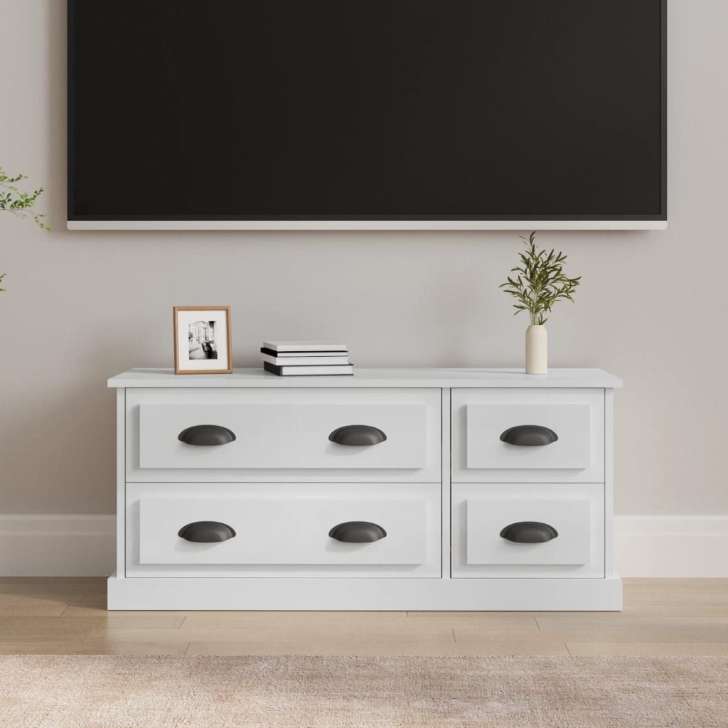 Tv-Benk Høyglans Hvit 100X35,5X45 Cm Konstruert Tre