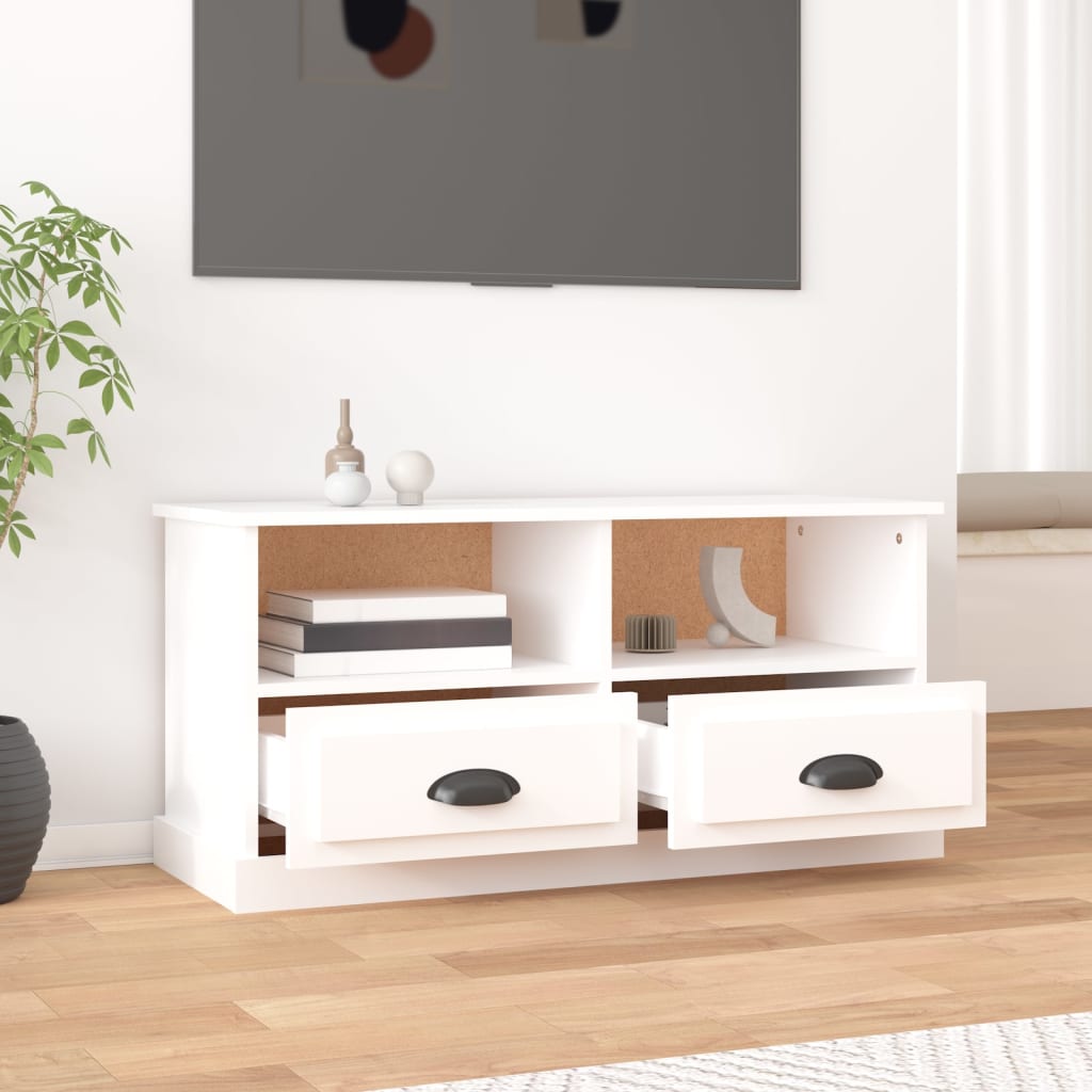 Tv-Benk Hvit 93X35,5X45 Cm Konstruert Tre